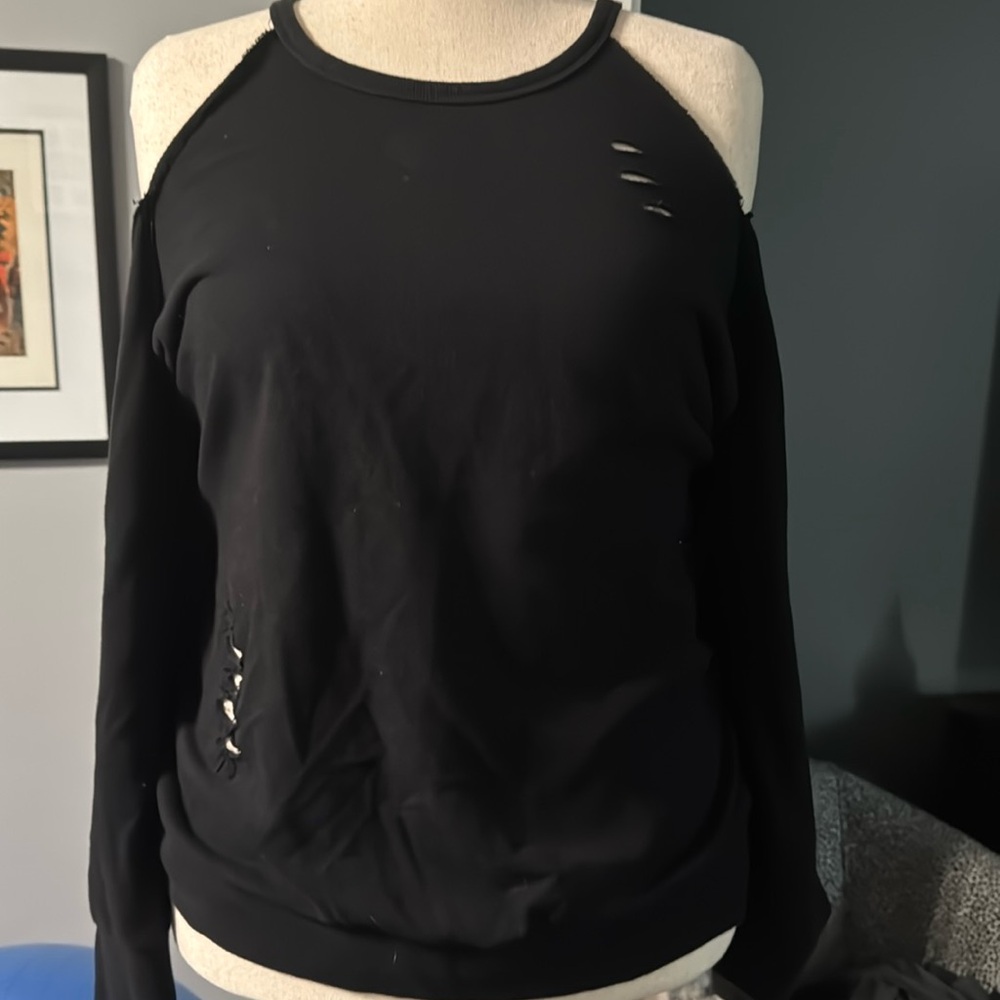 Torrid Cold Shoulder Distressed Sweatshirt